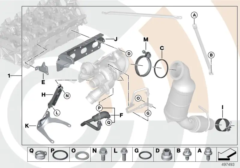 BMW Anbausatz Abgasturbolader F31 F34 11652469934