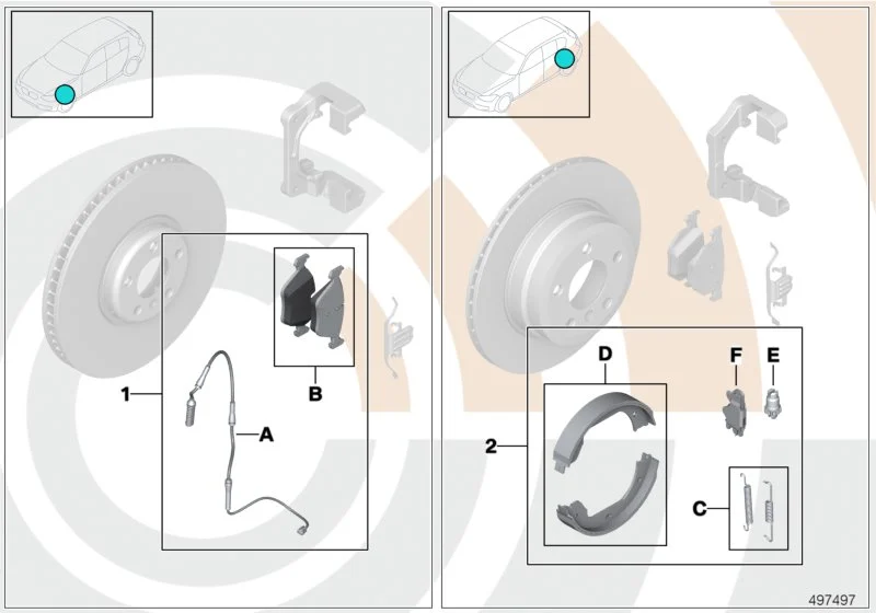 BMW Satz Bremsbeläge mit Bremsbelagfühler F20 F21 F22 F23 F30 F31 F34 34112464195