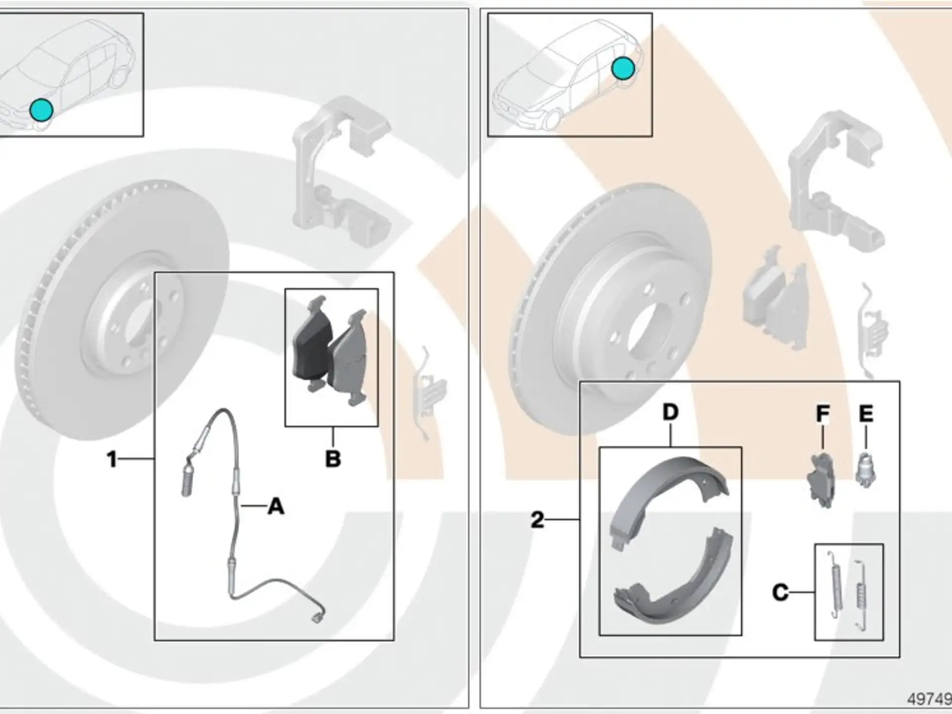 BMW Satz Bremsbeläge mit Bremsbelagfühler F20 F21 F22 F23 F30 F31 F34 34112464195