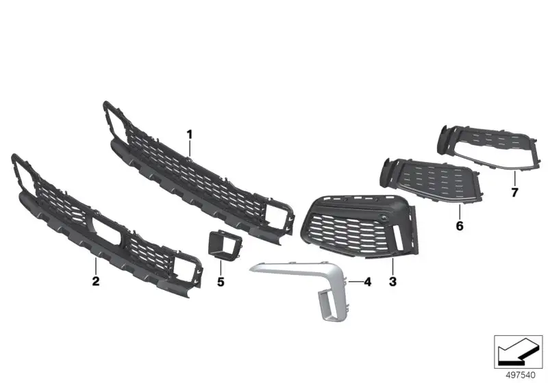 BMW Gitter Lufteinlass Mitte G11 G12 51118073999 - Bildposition 0