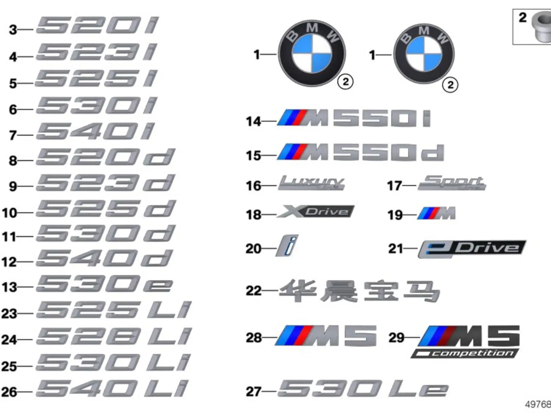 BMW Plakette F39 F90 G20 G28 G30 G31 G32 51147463715
