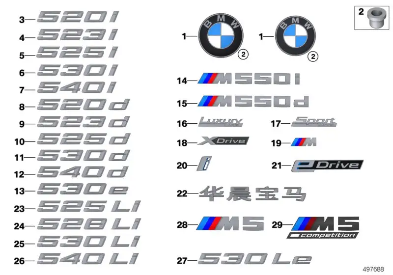 BMW Schriftzug links G30 51147463585