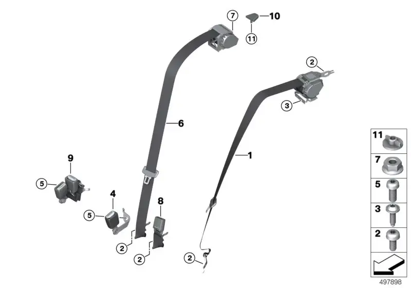 BMW Obergurt hinten links G20 72118076375