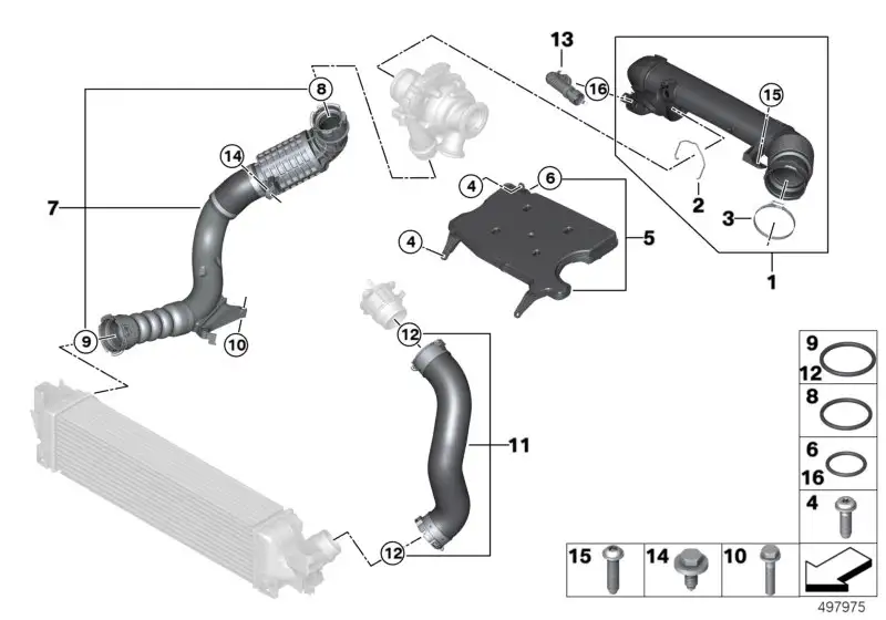 BMW Ladeluftleitung F39 F48 11619888457 - X1 F48, X2 F39 /