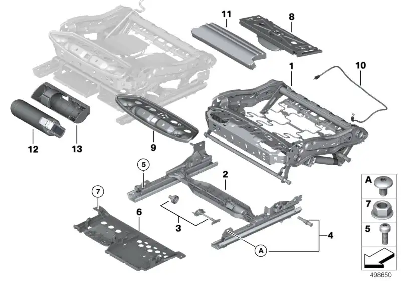 BMW Sitzrahmen Komfortsitz links F01 F02 F04 F10 F11 52107266339