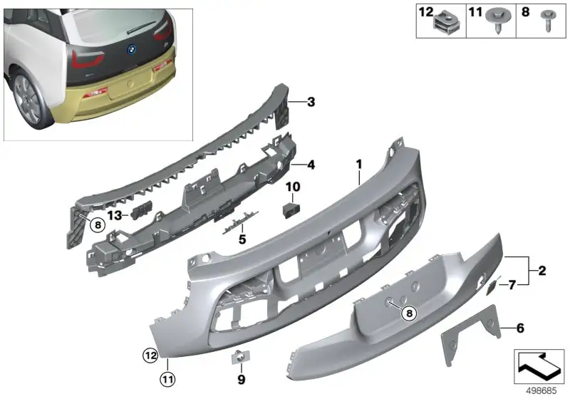 BMW Abdeckung Abschleppöse hinten grundiert I01 51127462332