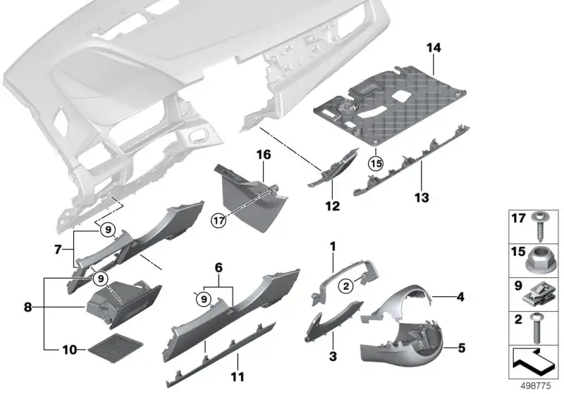 BMW Verkleidung Fussraum Beifahrer oben 51459317007 - Bildpositio