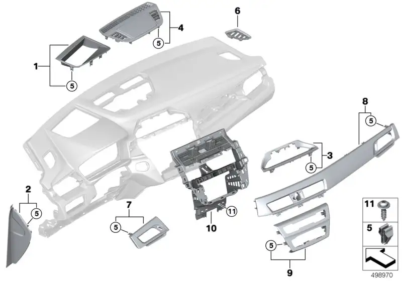 BMW Blende I-Tafel oxidsilber Fahrer F39 F48 51459292141 - Bildpo