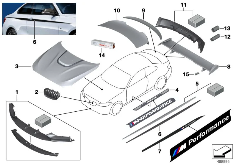 BMW M Performance Adapter Heckspoiler 2er F22 M2 F87