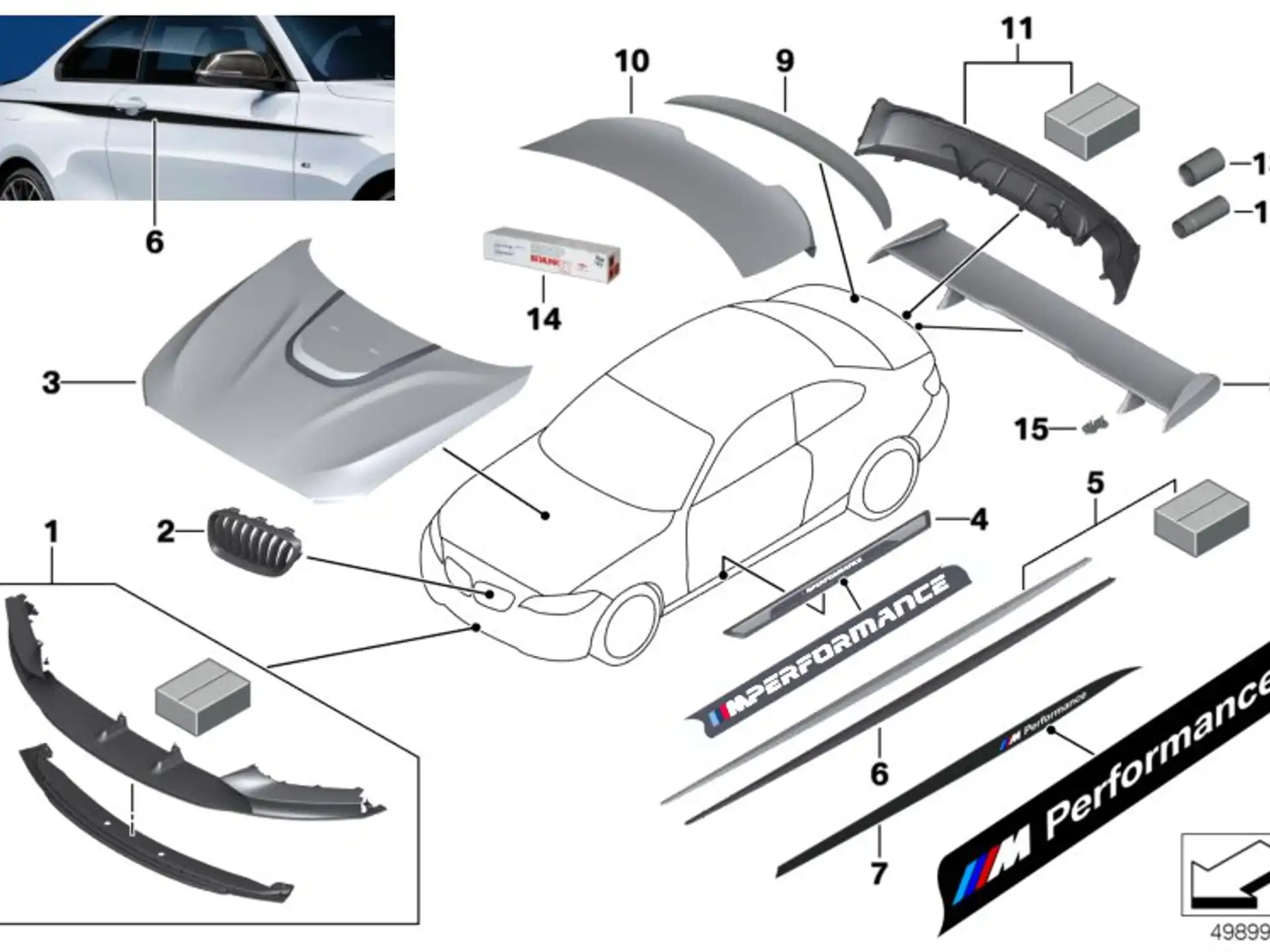 BMW M Performance Adapter Heckspoiler 2er F22 M2 F87