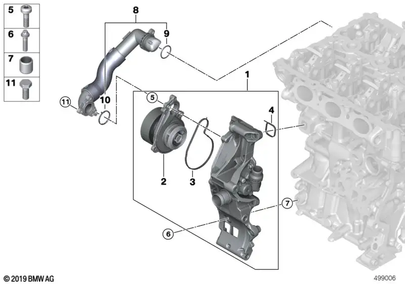 BMW Leitung Kühlmittelpumpe-Zylinderkopf F39 F20 F44 F45 F46 F48