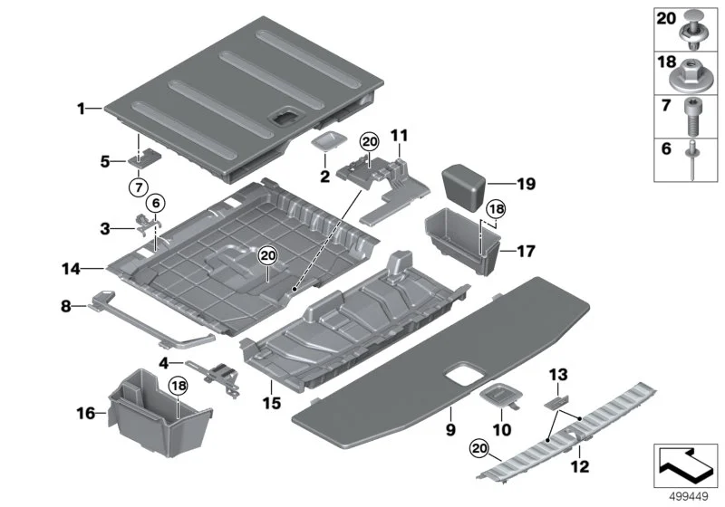 BMW Griff Einlegeboden Gepäckraum G21 51479871928