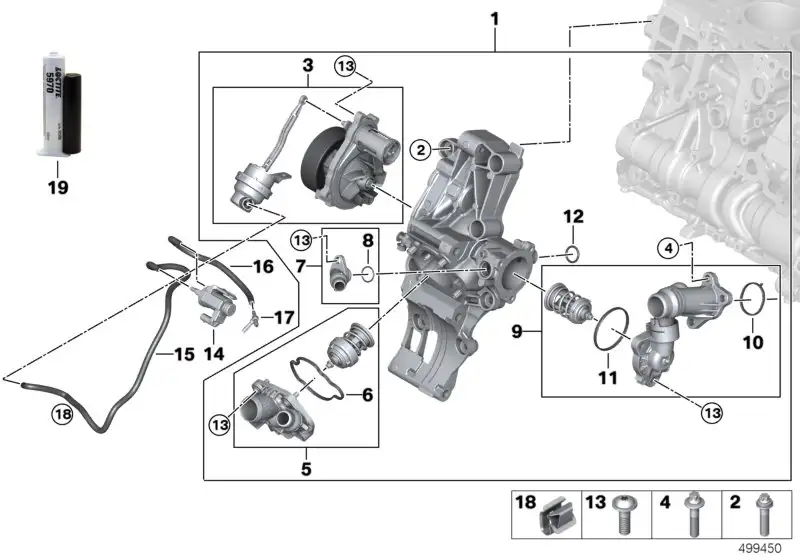 BMW Kühlmittelpumpe F39 F20 F44 F45 F46 F48 F54 F55 F56 F57 F60 1