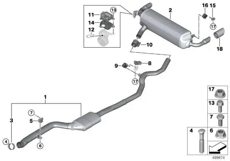 BMW Nachschalldämpfer mit Abgasklappe G20 G21 18307933830