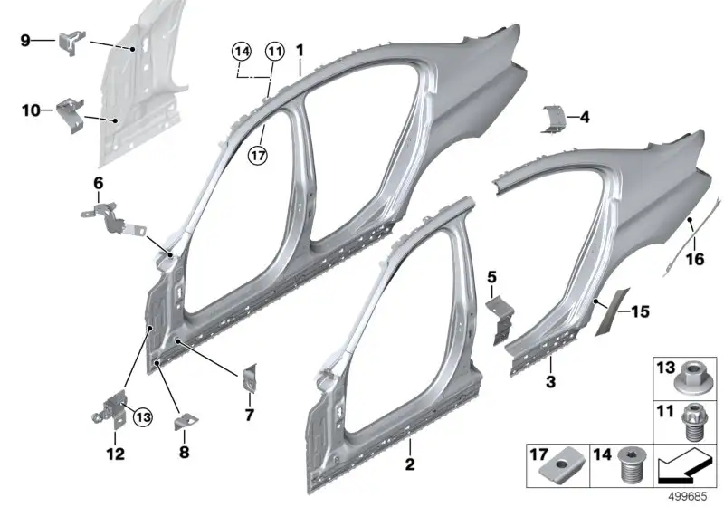BMW Seitenrahmen aussen links 41218060235 - Bildposition 01