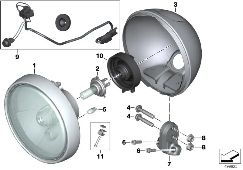 BMW Scheinwerfergehäuse stereo metallic matt K23 63128405036