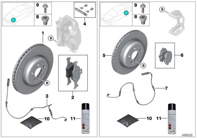 BMW Reparatursatz Bremsbeläge asbestfrei G05 G06 G07 G11 G12 G30