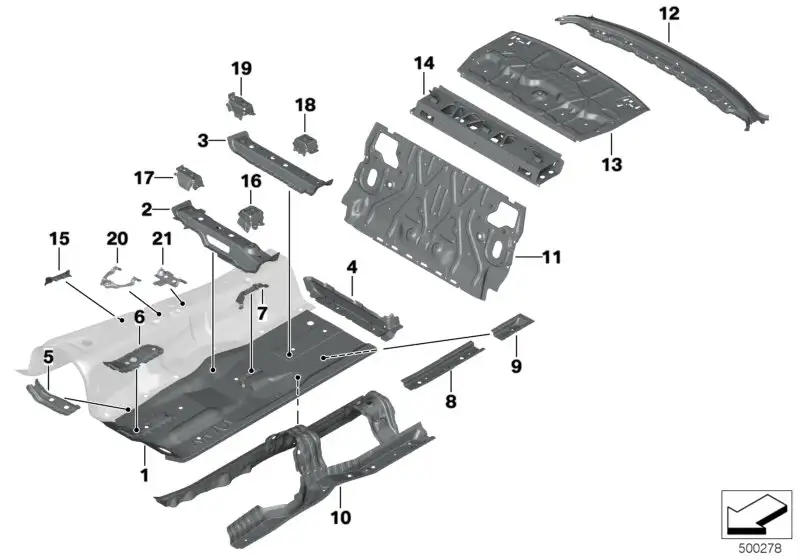 BMW Bodenblech rechts F90 G30 G31 41007444014 - Bildposition 01