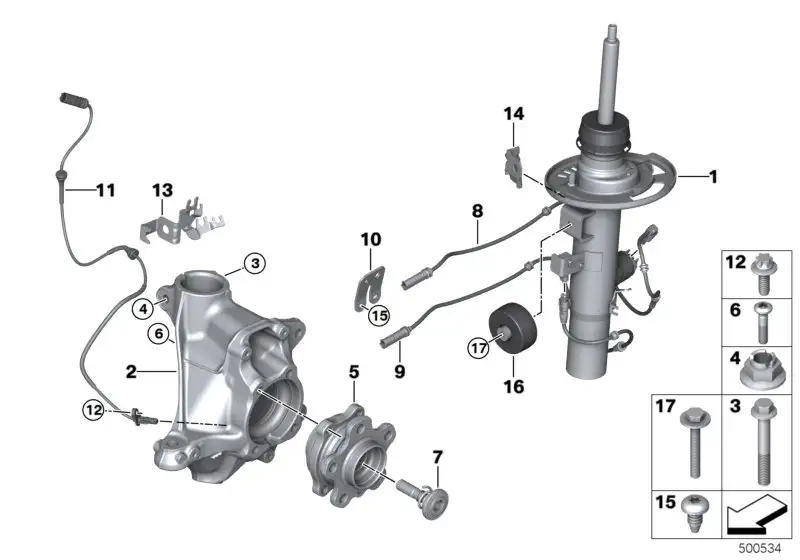 BMW Federbein vorn rechts VDC G01 G02 37106887934