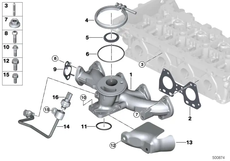 BMW Rohr Abgasdruck F39 F48 13628514017