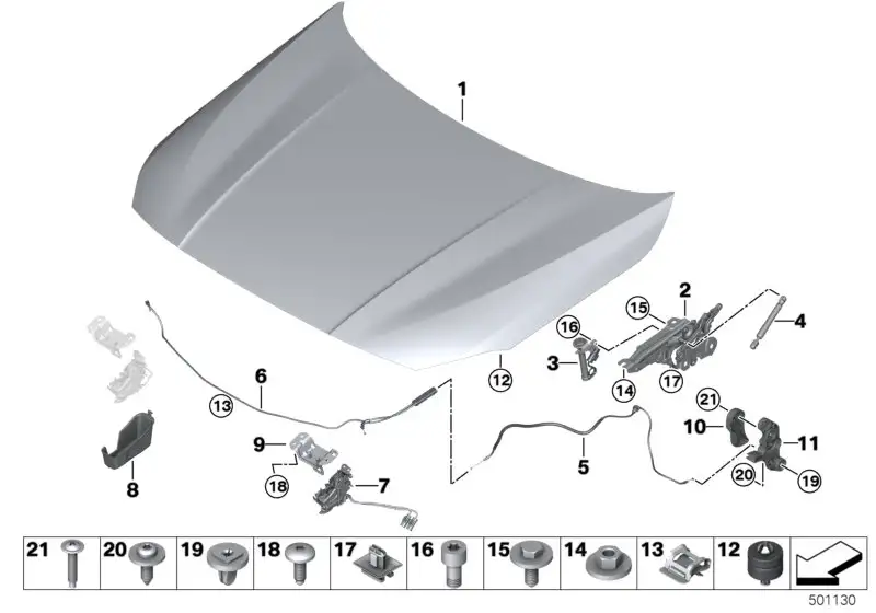 BMW Scharnier Frontklappe rechts F20 F44 41009465226
