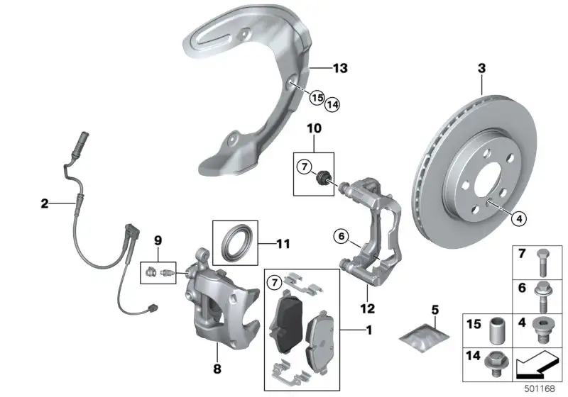 BMW Reparatursatz Bremsbeläge asbestfrei 34106874809 - Bildpositi