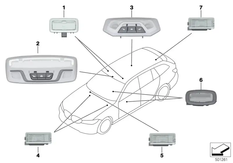 BMW Fussraumleuchte hinten G01 G02 G20 G21 G28 63319472761 - Bild