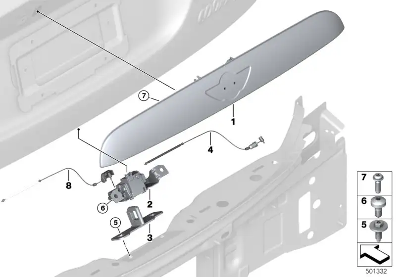 BMW Griffleiste Heckklappe mit Taster F55 F56 F57 51137489752