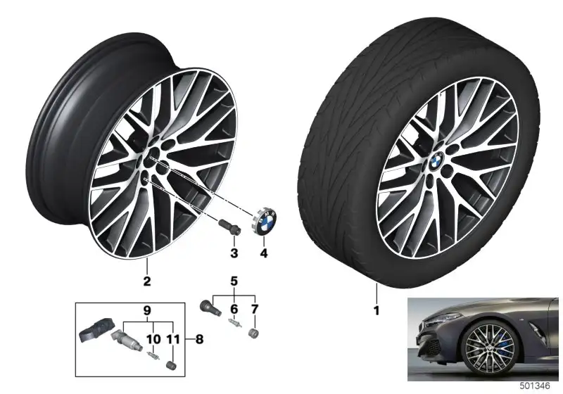 BMW Scheibenrad Leichtmetall schwarz G14 G15 G16 36116891732