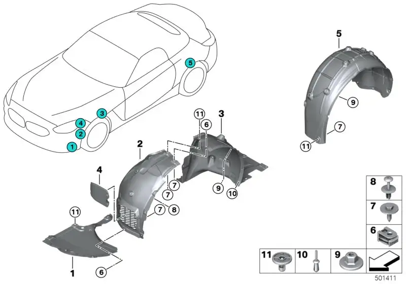 BMW Abdeckung Radhaus Hinterteil vorn rechts G29 M40i 51717441902