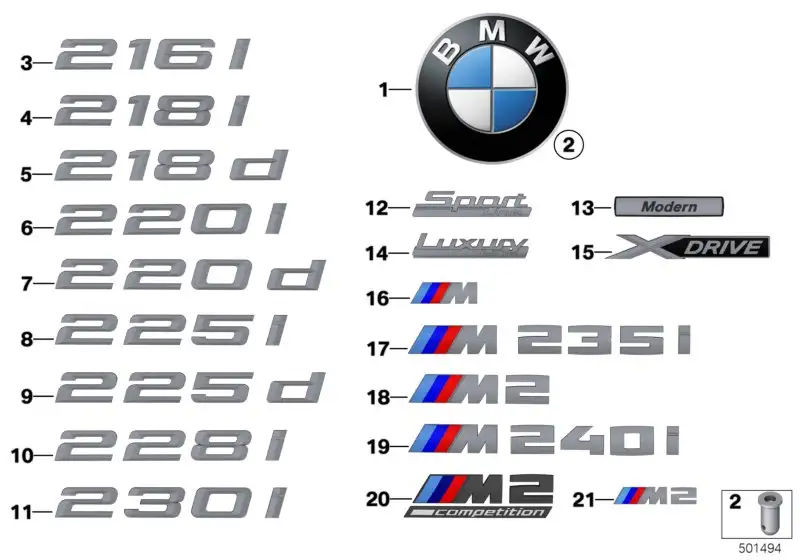 BMW Emblem geklebt hinten F22 F23 51147356325