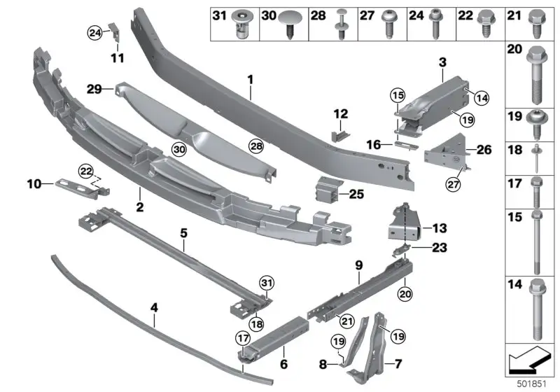 BMW Deformationselement links 51117406387