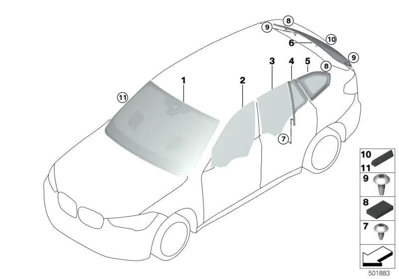 BMW Seitenscheibe Tür hinten rechts F48 51357388870