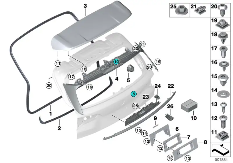 BMW Griffleiste Heckklappe G07 51137458169