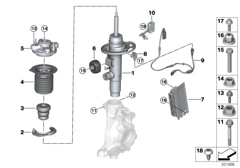 BMW Federbein vorn rechts VDC 37106894636 - Bildposition 01