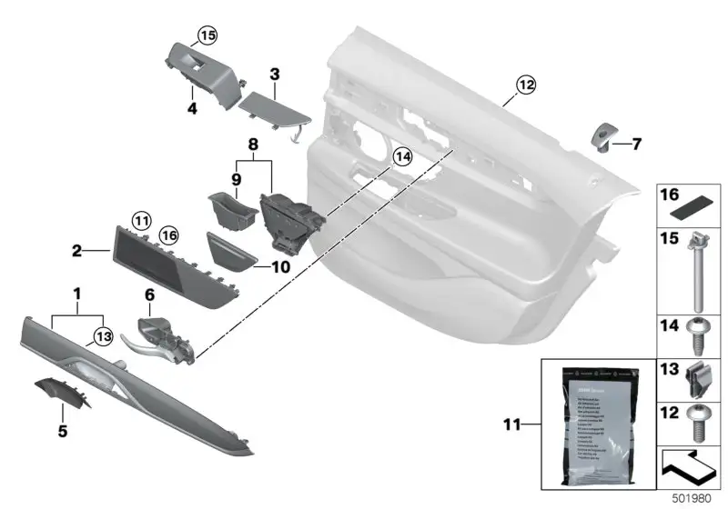 BMW Deckel Ascher Tür hinten links G11 G12 51427398889 - Bildposi