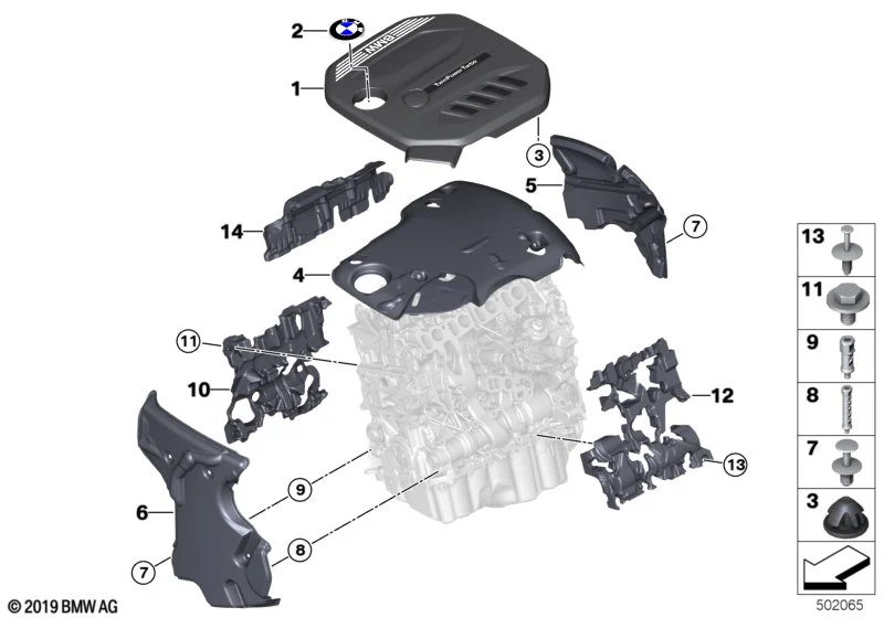BMW Akustikabdeckung Oben 11148580383