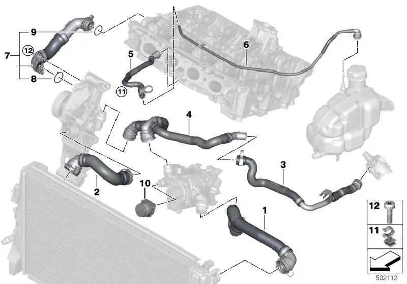 BMW Schlauch Kühler oben-Thermostat F39 F20 F44 F45 F46 F48 F54 F