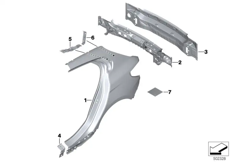 BMW Seitenwand hinten links 41219498447 - Bildposition 01