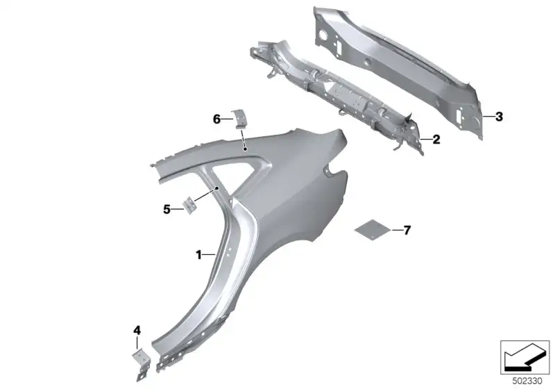 BMW Heckverkleidung Aussenhaut 41345B4A5B9 - Bildposition --