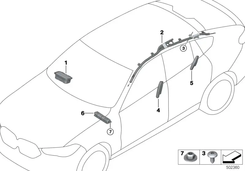 BMW Kopfairbag links F96 G06 72127409343