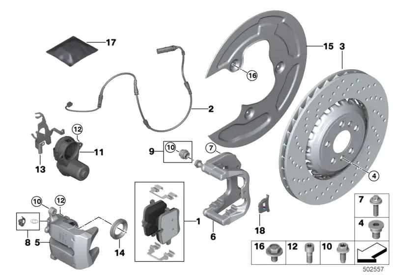 BMW Carbon-Keramik-Bremsscheibe links F90 F91 F92 F93 34217991107