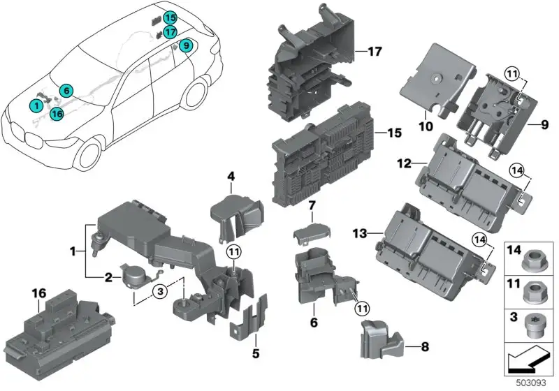 BMW B+ Verteiler Fremdstartstützpunkt G05 G06 G07 61146841552