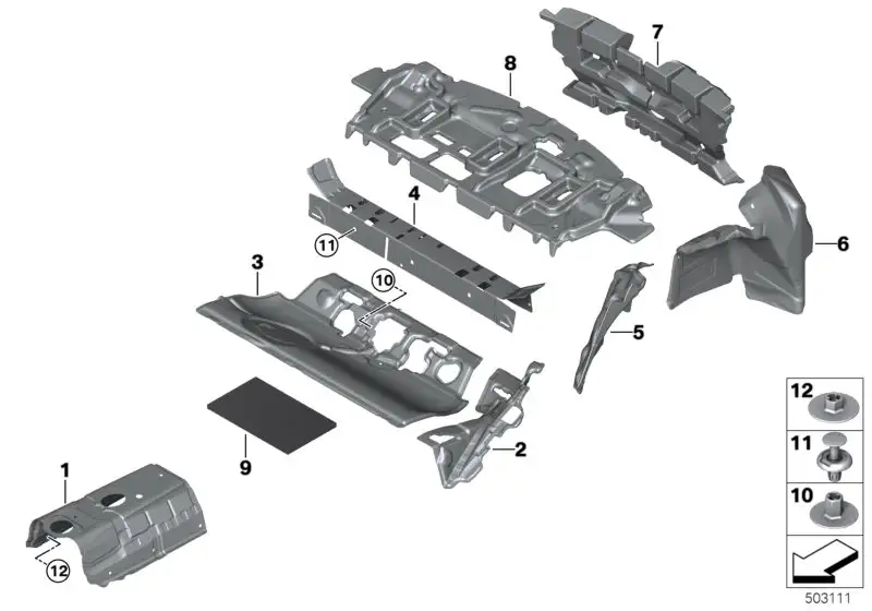 BMW Schallisolierung Querträger Gepäckraum F39 F20 F44 F45 F46 F4