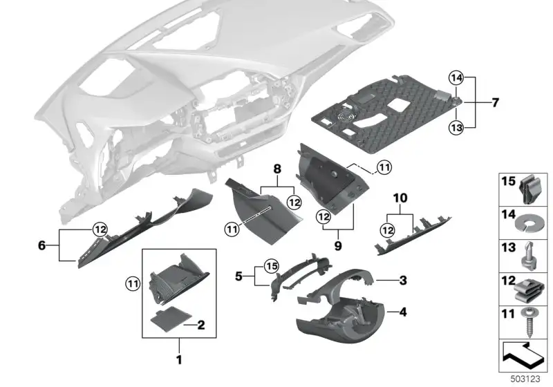 BMW Klappfach Instrumententafel F20 F44 51457937952 - Bildpositio