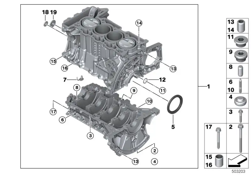 BMW Zylinderstift F20 F21 F30 F31 R55 R56 R57 R58 R59 R60 R61 071