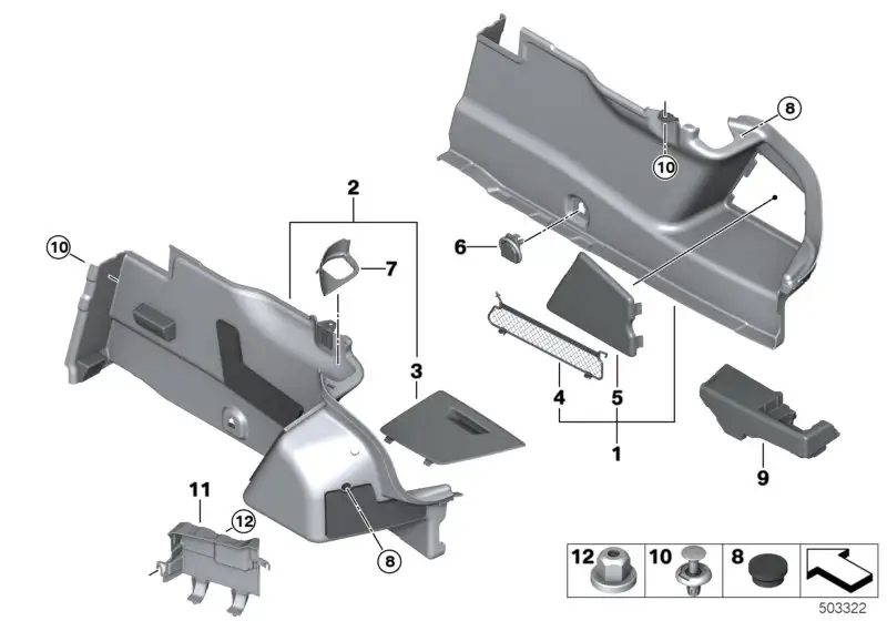 BMW Blende Scharnierbügel rechts F93 G16 51477481100