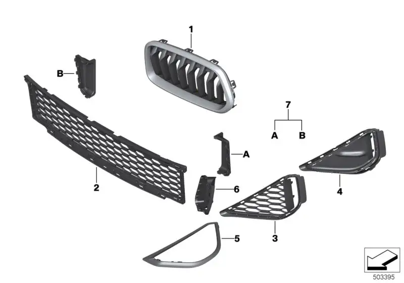BMW Deckel Rep.Set BLK F39 51118090129