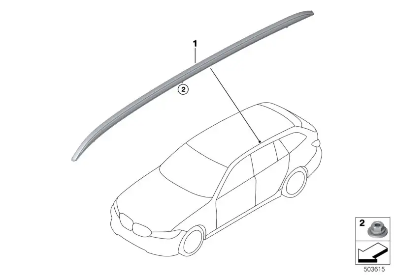 BMW Dachreling Aluminium satiniert rechts 51137447852 - Bildposit