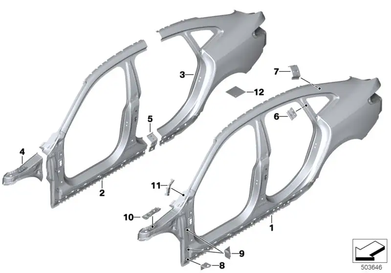 BMW Verstärkungsblech D-Säule links 41009466219 - Bildposition 07